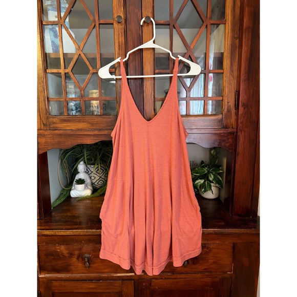 Free People Beach Pants - Free People Beach Womens Ribbed V-Neck Romper Terracotta Small OB821928